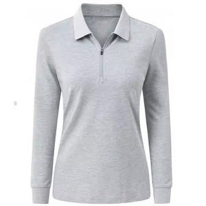 Polo ajusté pour femme avec col en V et manches courtes, haut de sport pour le golf et le tennis - Product Image 1