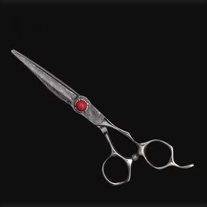 El cortador de Damasco rubí rojo VG10, tijera compensada de acero japonés con patrón de hoja en capas, cizalla estilista profesional Elite - Product Image 1