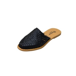 Sabots mule en cuir tressé noir, semelle extérieure en plastique respirante, bout fermé, pour usage intérieur/extérieur, chaussures décontractées - Product Image 2