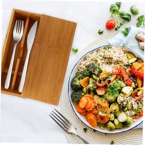 Caja de Cubiertos de Bambú para Servir, Bandeja de Madera Vintage, Paletas de Madera, 1 Unidad - Product Image 5