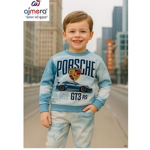 Ensemble sweat-shirt et jogging en coton imprimé voiture de sport pour garçons Ajmera, bleu tie-dye, tenue d'hiver décontractée élégante, vêtements pour enfants stylés - Product Image 1