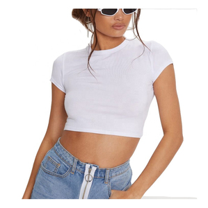 Nuevo diseño de verano para mujer, Top corto de algodón 100%, camiseta teñida lisa con logotipo personalizado, Top corto para mujer, Top corto al por mayor para mujer - Product Image 5