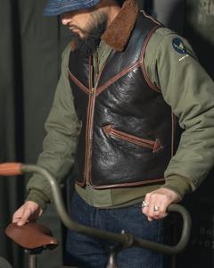 Chaleco de piel de oveja de alta calidad para hombre, chaqueta voladora, chaqueta voladora con ropa exterior de cuero transpirable para invierno - Product Image 3