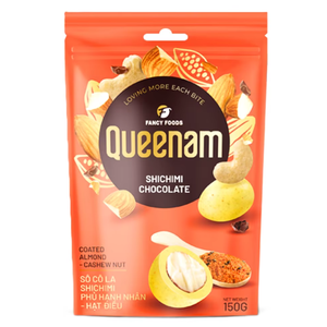 Proveedor de Exportación de Frutos Secos Recubiertos de Chocolate Dragee Puro al Mejor Precio de Fábrica, OEM/ODM, HALAL, Almendras y Anacardos Recubiertos de Shichimi, 150G - Product Image 1