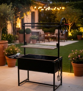 Barbecue de luxe pour l'extérieur, maître de la cuisine |   Fumoir à charbon de bois/gaz de grande capacité avec brûleur latéral et rangement, station de cuisson extérieure robuste - Product Image 4