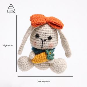 Muñeca colgante de conejo de algodón de dibujos animados, tejida a mano con ganchillo, estilo retro, con diseño de cuadros, acabado de punto, China - Product Image 6