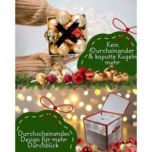 Caja de Almacenamiento para 27 Bolas de Árbol de Navidad Rojas, Solución Elegante para Organizar Decoraciones Navideñas - Product Image 5