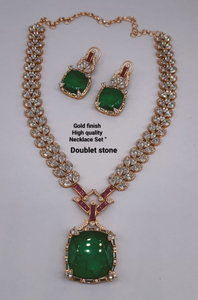 Conjunto de Collar de Lujo con Acabado Dorado, Piedra Doble de Alta Calidad, Diseño Hermoso, Perfecto para Fiestas, Uso Diario - Product Image 3