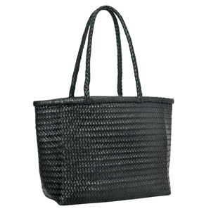 Hand Woven Design Shoulder Bag <b>Black</b> leather bag for her Leather weaving bag Handwoven Basket Handmade Leather Woven Tote Bag - Product Image 2