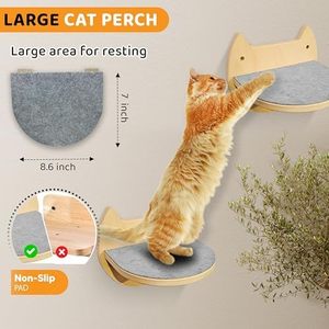 Muebles para Gatos, Árbol para Gatos Moderno de Madera Maciza, Diseño de Hamaca Montado en la Pared, Función Retráctil para Sala de Estar o Uso en Exteriores - Product Image 5