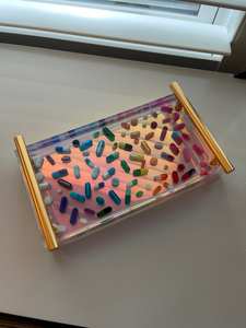 Plateau en résine rectangulaire fait main le plus vendu pour la maison et le mariage Plateau en résine de table de style élégant - Product Image 5