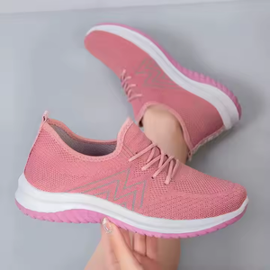 Women's Casual Fashion Jogging Fitness Gym <b>Sneakers</b> Breathable Mesh Upper with Cow <b>Leather</b> PVC Lining Low Price Rubber Out-Sole - Product Image 1