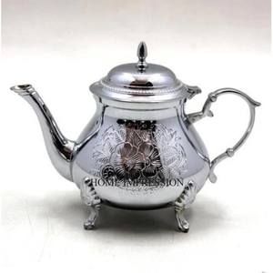 Hot Selling Silver Color Finishing Shiny Polished Flowers Designer Engraved Unique Attractive Look Brass Made Tea Pot and <b>Kettle</b> - Product Image 1