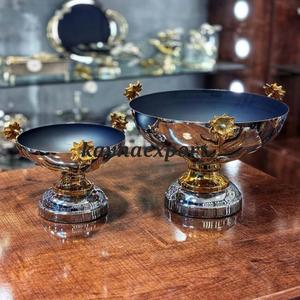 Juego de 3 Tazones Decorativos Modernos y Pulidos para Servir Frutos Secos, Ecológicos, de Lujo, con Base Dorada en Forma de Rama, para Fiestas - Product Image 5