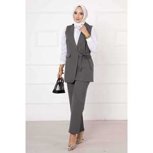 Ensemble de gilets gris à nouer sur le côté pour femme, accessoires de costume élégants - Product Image 4