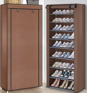 <span class=keywords><strong>Zapatero</strong></span> de acero Cedar Space de 10 niveles con rejilla antipolvo y puerta enrollable, armario de tela que ahorra espacio para almacenamiento en la entrada del hogar - Product Image 4