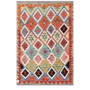 Alfombra Kilim de Maimana, Afganistán, 146 x 102 cm, Juego de Alfombras - Product Image 1