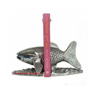 Présentoir de livre en aluminium élégant avec design en forme de poisson, parfait pour la décoration de bureau et l'organisation de livres élégante - Product Image 1