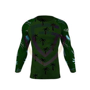 Ensemble de rashguards pour hommes de haute qualité personnalisés, respirants, 100% polyester, manches longues, 180g, motif uni, col en V, séchage rapide, OEM Rashg - Product Image 1