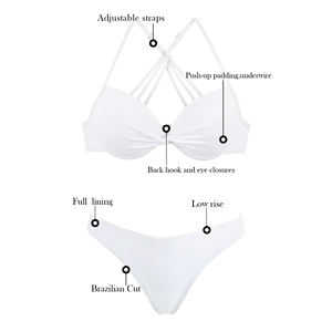 Conjunto de Traje de Baño Personalizado, Bikinis para Mujer, Color Blanco Sólido, Ropa de Playa, Nuevo Diseño, Bikini Sexy de 2 Piezas para Chica - Product Image 6