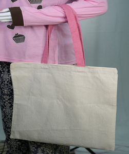 Bolso de mano de algodón orgánico 100%, logotipo personalizado impreso, cierre de cremallera reutilizable, cordón con asa superior, lona de moda para exteriores - Product Image 6