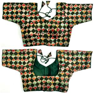 Hermosa Blusa con cuello en V con tinte natural Handblock y Warli Print Bordado Formal Blusa de verano con Forro (Astar) - Product Image 5