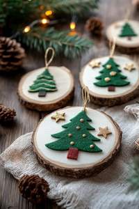 Ornement suspendu de Noël en bois élégant avec finition sans paillettes parfait pour une décoration de fête écologique - Product Image 6