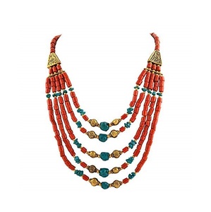 Gargantilla clásica tibetana hecha a mano con cuentas para mujer, accesorio de moda de varios hilos, patrón Floral para boda, cuerno hecho a mano - Product Image 1