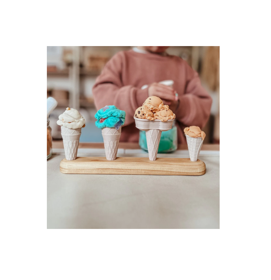 木製アイスクリームコーンホルダートップデザインアイスクリーム