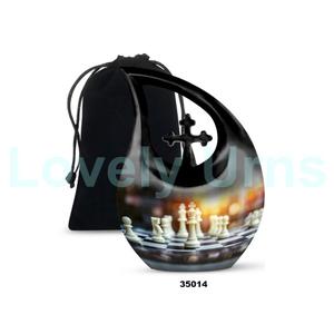 Hot Large Tear Drop Chess Cremation Adult Urn for Human Ashes Decorative Cross Funeral Urn With Free <b>Velvet</b> <b>Bag</b> - Product Image 5