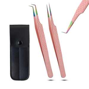 Pince à épiler professionnelle en fibre de qualité salon, antidérapante, couleur rose, prix usine de gros - Product Image 1