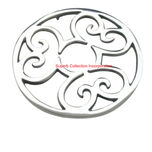 Dessous de plat en métal élégant résistant à la chaleur pour table à manger et cuisine Protection de comptoir tapis de plaque chauffante ton argent - Product Image 2