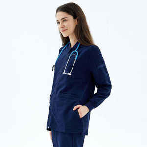Imprimé fermeture éclair hôpital uniforme infirmière polaire veste vestes médicales unisexe à manches longues veste été hiver hôpital gommages - Product Image 6