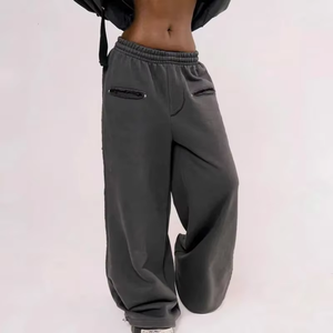 Custom logo <b>Women</b> Autumn Hoodie <b>Sweatpants</b> Solid Color Washed Casual Fashion With Buttons Oversized High Quality Tracksuit - Product Image 4