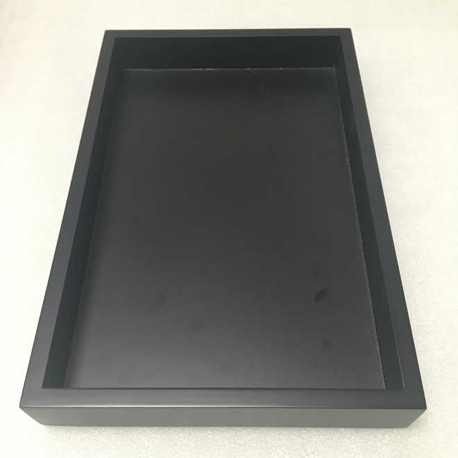 Etched Lacquered Wood Tray Mahogany Red over Black main image 1