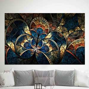 Elegant Fractal Glass Wall Art: Gold Pattern Printed Canvas,WRAPPED CANVAS - Product Image 1