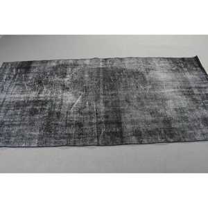 Vintage Turkish Rug 3,5x7,<b>9</b> ft (106x240 cm), Black Gray Plants & trees Rug - Product Image 2