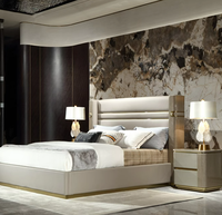 Lit double en cuir de luxe moderne Mobilier design haut de gamme pour ensemble de chambre à coucher Lit élégant haut de gamme