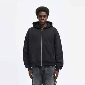 Essential Zip Hoodie - Black, Relaxed Fit with High-Quality Cotton and Functional Front Pockets - Product Image 3