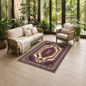 Tapis de salon en chenille antidérapant, imprimé numériquement, motif design rouge bordeaux, lavable en machine, vente en gros RUGS DEPOT LXDP-0300 - Product Image 6