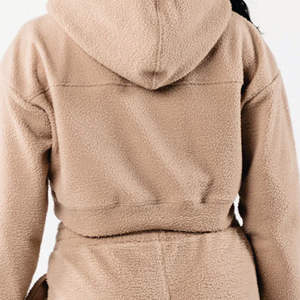 Veste polaire Sherpa pour femmes 2023 Hiver Chaud Doux Peluche Fermeture éclair Sweatshirt Femme Broderie Crop Hoodies Jacket - Product Image 5