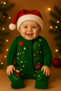 Mameluco de algodón de Navidad Traje de vacaciones de bebé suave con cremallera doble - Product Image 3