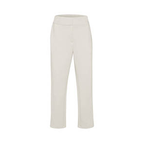 High <b>Waist</b> White Knitted Wide Leg <b>Trousers</b> with <b>Elastic</b> Waistband Breathable Vintage Print for Autumn - Product Image 1