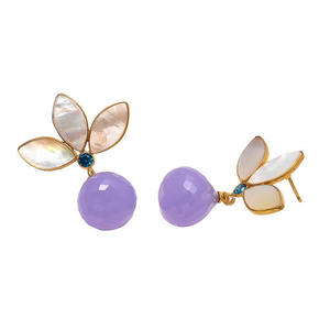 Recién llegado, pendiente dorado con forma geométrica, pendientes de piedras preciosas de diferentes colores por Gemstone - Product Image 1