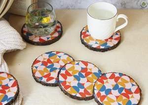 Handmade High Quality Natural Solid Wooden Printed Bohemian Style Eco-Friendly Customized Design Decorative <b>Drink</b> <b>Coaster</b> for - Product Image 4