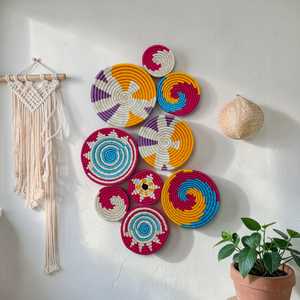 Juego de 20 Cestas de Pared de Bambú Bohemio Multicolor Sabai, Decoración de Pared de Ratán Tejido a Mano - Product Image 5