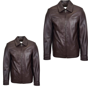 Veste en cuir de vachette décontractée pour homme, prix de gros, haute qualité, style tendance, col montant, capuche, style vintage, personnalisable - Product Image 3