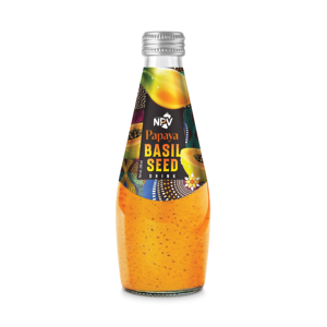 เครื่องดื่มเมล็ดโหระพาผสมผลไม้ขวดแก้ว290มล. ฉลากส่วนตัวออกแบบฟรีการรับรองฮาลาล - Product Image 2