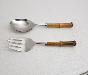 Cuillères de service en acier inoxydable plaqué argent avec poignée en résine pour mélanger et cuire la salade en acier inoxydable - Product Image 5