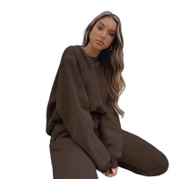 Ensemble 2 pièces décontracté pour femme grande taille, brodé, en velours côtelé, avec sweat à capuche et pantalon de survêtement, collection hiver automne